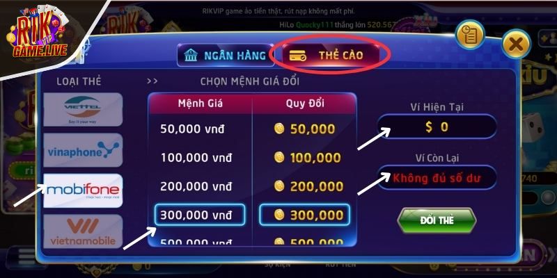 Hỗ trợ thông qua thẻ cào